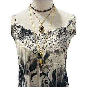 Vintage Y2K Tattoo Mesh Dress Top Sz L– Grunge Fairy Goth Indie Sleaze